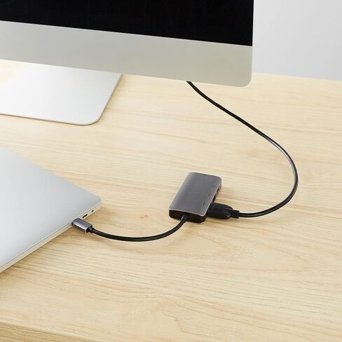 محول Amazon Basics 4 في 1 USB-C مع HDMI ومنفذ Ethernet وUSB 3.0 وشحن PD بقوة 100 واط، متوافق مع Thunderbolt 3، رمادي، 3.35 × 1.77 × 0.51 بوصة in Saudi Arabia