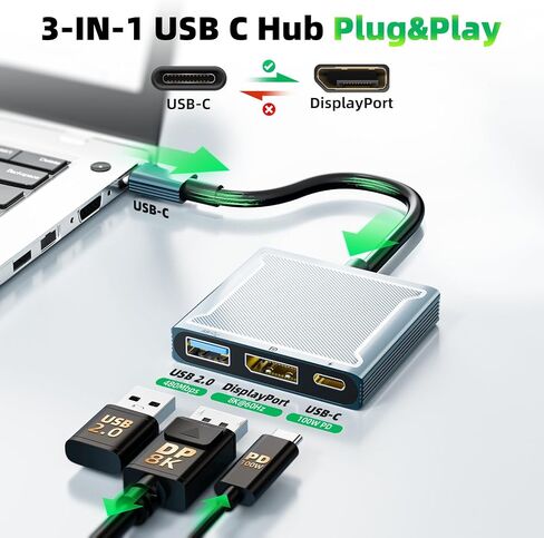 محول USB C إلى DisplayPort 8K 60 هرتز، التوصيل والتشغيل، دعم وضع DP ALT in Saudi Arabia