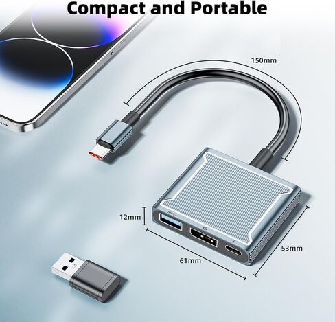 محول USB C إلى DisplayPort 8K 60 هرتز، التوصيل والتشغيل، دعم وضع DP ALT in Saudi Arabia
