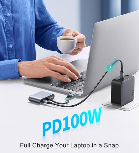 USB C to HDMI VGA Adapter for Dual Monitor, 4 in 1 USB C Hub with 4K HDMI, 1080P VGA, USB 3.0 5Gbps, 100W PD, Laptop Docking Station Compatible for MacBook Air/Pro, Dell XPS, Surface, iMac More in Saudi Arabia