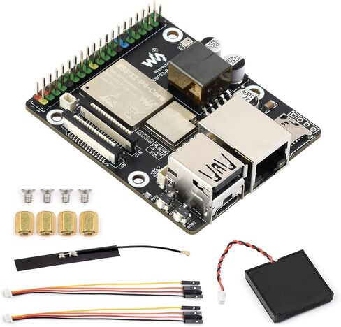 Waveshare ESP32-P4-WIFI6-POE-ETH High-Performance Development Board, Based On ESP32-P4 and ESP32-C6, Supports Wi-Fi 6 and BLT 5 (LE), PoE Module, Bundle with Speaker and Cables (5 Items) in Saudi Arabia