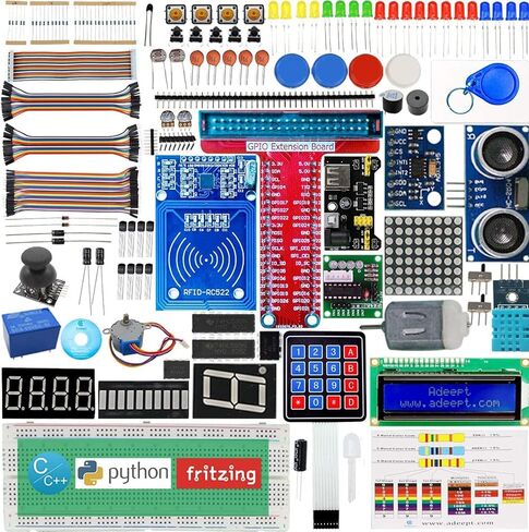 Adeept RFID Starter Kit for Raspberry Pi 4 3 Model B+ B, Stepper Motor, ADXL345, 40-pin GPIO Extension Board, Solderless Breadboard, C and Python Code, Beginners Learning Kit with 140 Pages Guidebook in Saudi Arabia