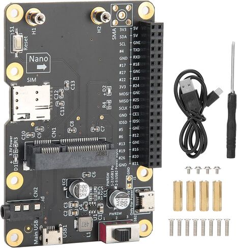 ASHATA 3G/4G LTE Base Hat for 4/3/2/B+ Module, PCLaptopComputer Board to USB, Built in Nano SIM Card Socket,Clipin Mini PCIE Socket in Saudi Arabia
