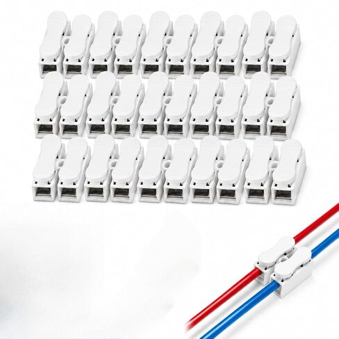 20 Pack Push-In Wire Connectors 2 Pin Spring Loaded Quick Connect Terminals 10A 220V for Lighting Automotive and DIY Electrical Wiring in Saudi Arabia