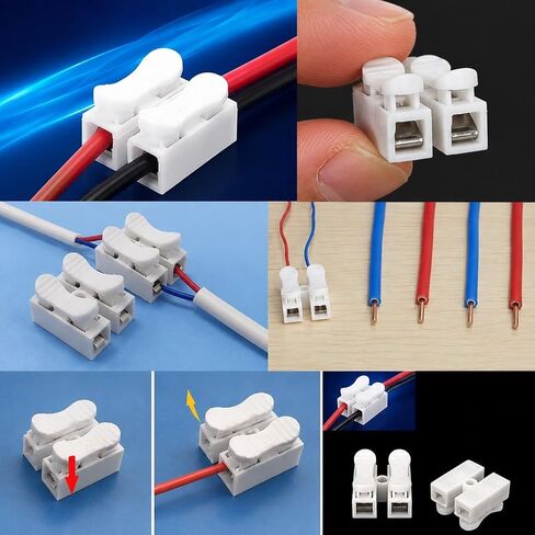 20 Pack Push-In Wire Connectors 2 Pin Spring Loaded Quick Connect Terminals 10A 220V for Lighting Automotive and DIY Electrical Wiring in Saudi Arabia