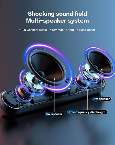 Desktop Computer Speakers, Stereo Soundbar, Bluetooth 5.3, USB/USB-C Power and Audio Transmission, Plug-and-Play, Compatible with PC, Mac, Laptops, Monitors, RGB Lighting, Wired Gaming Speakers in Saudi Arabia
