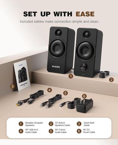 Bluedee PC Speakers for Desktop, Computer Speakers with Dedicated Tweeters in Saudi Arabia