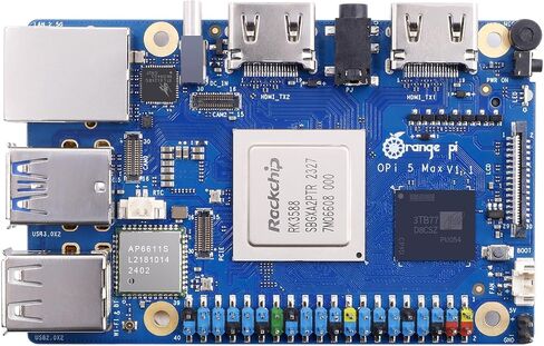 Orange Pi 5 Max 16GB RAM LPDDR5 Rockchip RK3588 Development Board, 8K Video Decoding 2.4GHz Frequency M.2 PCIE 2.5G LAN Wi-Fi 6E+BT 5.3/BLE Single Board Computer in Saudi Arabia