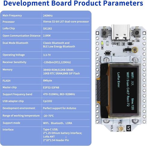 ESP32 LoRa V3 Module Board with 3000mAh Battery Set - with 863-928MHz Antenna and SX1262 LoRa V3 Devices for Meshtastic Arduino LoRawan IOT in Saudi Arabia