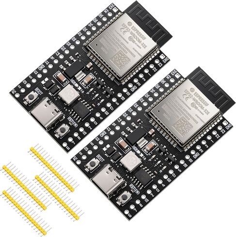 2 Pack ESP32-DevKitC-32E Development Board for IoT Smart Home/Industrial Control, Dual-Core 240MHz Wi-Fi + Bluetooth 5.0 with USB-C, Original ESP32-WROOM-32E Module (Arduino/Python/IDF) (8M) in Saudi Arabia