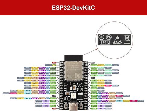 2 Pack ESP32-DevKitC-32E Development Board for IoT Smart Home/Industrial Control, Dual-Core 240MHz Wi-Fi + Bluetooth 5.0 with USB-C, Original ESP32-WROOM-32E Module (Arduino/Python/IDF) (8M) in Saudi Arabia