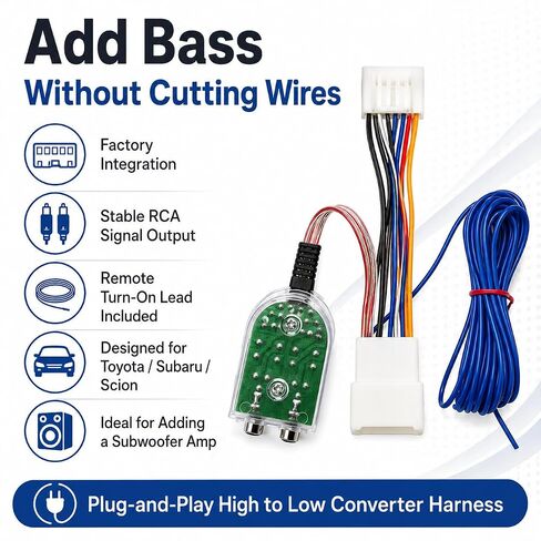 Car Subwoofer Amplifier Converter for Toyota Subaru Scion, Tundra Tacoma Prius Plug-and-Play High to Low RCA Adapter, No Cutting Car Audio Wire Harness in Saudi Arabia