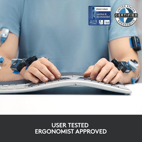 Logitech Ergo K860 Wireless Ergonomic Keyboard with Wrist Rest - Split Keyboard Layout for Windows/Mac, Bluetooth or USB Connectivity (Renewed) in Saudi Arabia