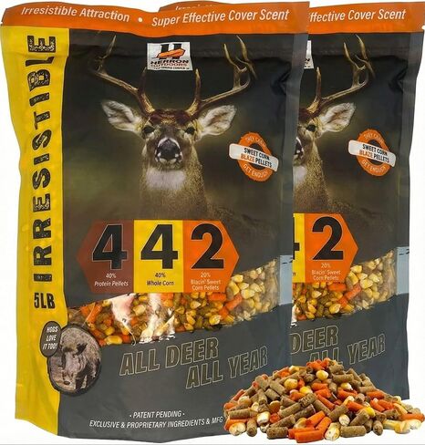 Herron Outdoors 4-4-2 Protein Pellets, Whole Corn & Blaze Orange- Deer Attractants for Whitetail Deer, and Feed Bait for All Hunters All Seasons- 5Ibs in Saudi Arabia