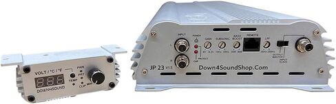 DOWN4SOUND JP23 V1.5 Elite White Silver | Monoblock Amplifier - 2300W RMS, 1-Ohm Stable, Linkable for Car Audio Systems, High-Performance Bass Amplifier for 2000W Subwoofer Setup in Saudi Arabia
