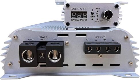 DOWN4SOUND JP23 V1.5 Elite White Silver | Monoblock Amplifier - 2300W RMS, 1-Ohm Stable, Linkable for Car Audio Systems, High-Performance Bass Amplifier for 2000W Subwoofer Setup in Saudi Arabia