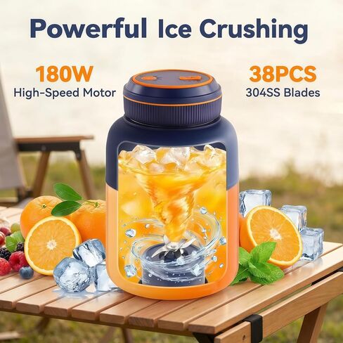 Portable Wireless Juicer Cup,Rechargeable Electric Juicer Blender Cup with 38 Blades,Smoothie Protein Shake Blender,Travel Use in Saudi Arabia