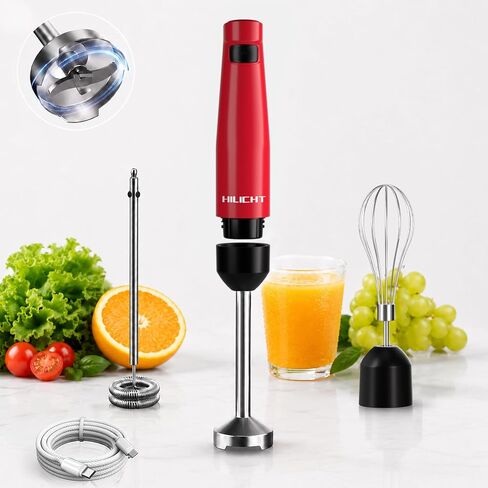 Cordless Hand Blender, 12V Rechargeable Immersion Blender with Brushless Motor, 60+ Bowls per Charge, 2-Blade, Auto Lock, Whisk & Frother for Soup, Smoothies, Baby Food in Saudi Arabia