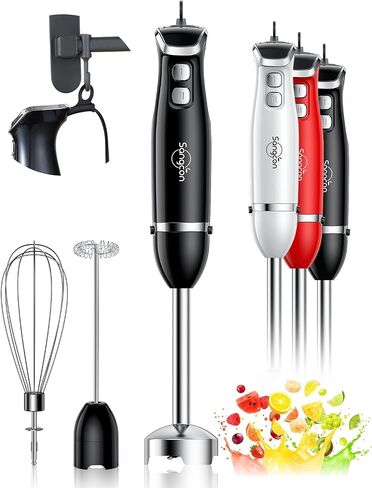 Sangcon Immersion Blender Handheld, 3-in-1 Hand Blender Electric, 400W Handheld Licuadora de mano, Stainless Steel Blade Stick Mixer with Whisk, Milk Frother Attachments Black in Saudi Arabia