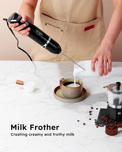 Sangcon Immersion Blender Handheld, 3-in-1 Hand Blender Electric, 400W Handheld Licuadora de mano, Stainless Steel Blade Stick Mixer with Whisk, Milk Frother Attachments Black in Saudi Arabia