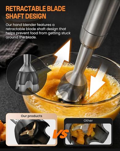 Gavasto Smart Immersion Blender, Hand Blender with Variable Telescopic Blending Rod & Stepless Speed Control, Powerful Handheld Blender with Smart Overload Protection for Smoothies, Puree, Baby Food in Saudi Arabia