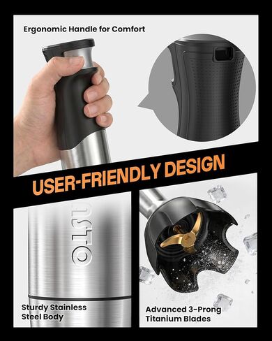 Gavasto Smart Immersion Blender, Hand Blender with Variable Telescopic Blending Rod & Stepless Speed Control, Powerful Handheld Blender with Smart Overload Protection for Smoothies, Puree, Baby Food in Saudi Arabia