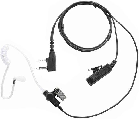 2-Pin 2-Wire Baofeng UV-5R Earpiece Surveillance Kit Compatible with BTECH Retc15/Retevis RT21 RT22 Kenwood Arcshell AR-5 Walkie Talkie Radio with Big PTT Mic Tansparent Acoustic Tube Headset in Saudi Arabia
