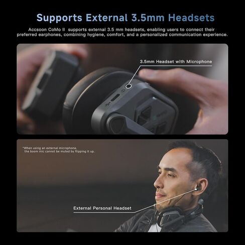 Accsoon Como II Wireless Intercom Headset System Full-Duplex 1.9GHZ 400M/1312FT Range, 5-Person 10H+ Team Communication Headset Intercom with Noise Cancellation for Live Streaming Movie Shoot Talk in Saudi Arabia