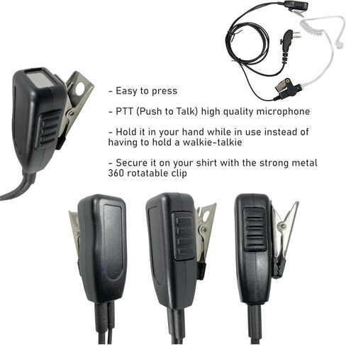 MaximalPower Earpiece Headset Compatible with HYT Hytera BD502 TC-508 PD502 PD562 TC-580 Radio Walkie Talkie PTT Transparent Acoustic Tube (2 Earpiece + 2 Pair Earmold) in Saudi Arabia