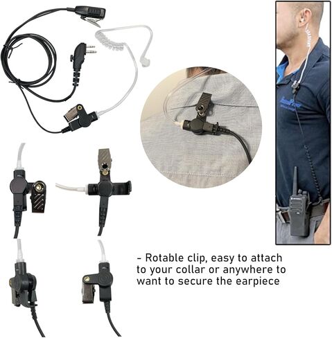 MaximalPower Earpiece Headset Compatible with HYT Hytera BD502 TC-508 PD502 PD562 TC-580 Radio Walkie Talkie PTT Transparent Acoustic Tube (2 Earpiece + 2 Pair Earmold) in Saudi Arabia