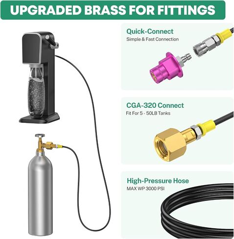CGA320 CO2 Tank Adapter 60" Hose for Terra, Duo & Art Soda Makers in Saudi Arabia