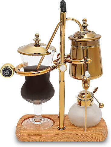Golden Balance Siphon Coffee Maker, 400ml Retro Gravity Vacuum Coffee Brewer with Borosilicate Glass, Auto Extinguish Alcohol Lamp Complete Kit for Home Kitchen Coffee Shops Beverage Stores in Saudi Arabia