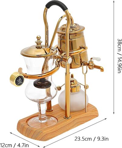 Golden Balance Siphon Coffee Maker, 400ml Retro Gravity Vacuum Coffee Brewer with Borosilicate Glass, Auto Extinguish Alcohol Lamp Complete Kit for Home Kitchen Coffee Shops Beverage Stores in Saudi Arabia