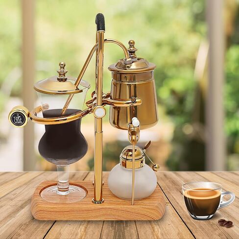 Golden Balance Siphon Coffee Maker, 400ml Retro Gravity Vacuum Coffee Brewer with Borosilicate Glass, Auto Extinguish Alcohol Lamp Complete Kit for Home Kitchen Coffee Shops Beverage Stores in Saudi Arabia