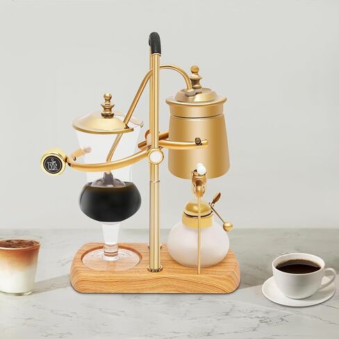 Golden Balance Siphon Coffee Maker, 400ml Retro Gravity Vacuum Coffee Brewer with Borosilicate Glass, Auto Extinguish Alcohol Lamp Complete Kit for Home Kitchen Coffee Shops Beverage Stores in Saudi Arabia