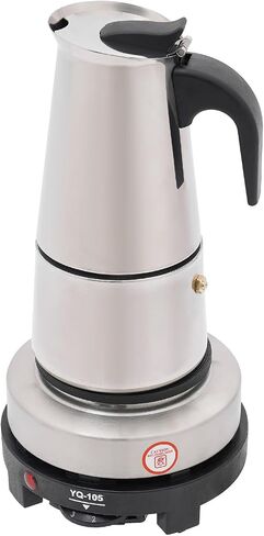 6 Cup Coffee Pot, Stainless Steel Electric Espresso Maker, 300ml Portable Cuban Mocha Coffee Maker, Classic Brewing Greca Cafe Mochawith Removable Base for Home Travel in Saudi Arabia