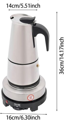 6 Cup Coffee Pot, Stainless Steel Electric Espresso Maker, 300ml Portable Cuban Mocha Coffee Maker, Classic Brewing Greca Cafe Mochawith Removable Base for Home Travel in Saudi Arabia