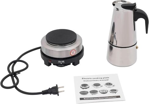6 Cup Coffee Pot, Stainless Steel Electric Espresso Maker, 300ml Portable Cuban Mocha Coffee Maker, Classic Brewing Greca Cafe Mochawith Removable Base for Home Travel in Saudi Arabia