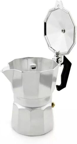 Pot Cup Aluminum Coffee Maker Espresso Percolator Cappuccino Pot with Sturdy Handle Design Suitable for Home Office Use, Silver, 6 Cups in Saudi Arabia