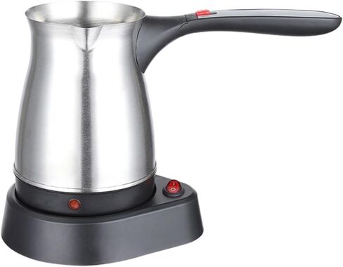 Electric Turkish Coffee Pot, Stainless Steel Coffee Pot, 16.9 fl oz, 600W Rapid Heating Greek Coffee Brewing Kettle, Detachable Base, Heat Insulated Handle, for Home Barista, 220V in Saudi Arabia