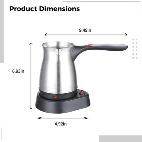 Electric Turkish Coffee Pot, Stainless Steel Coffee Pot, 16.9 fl oz, 600W Rapid Heating Greek Coffee Brewing Kettle, Detachable Base, Heat Insulated Handle, for Home Barista, 220V in Saudi Arabia