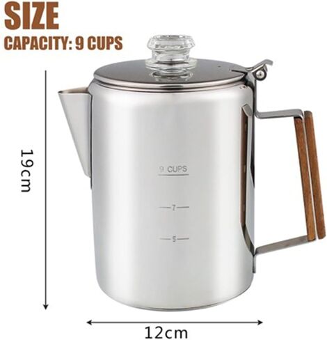 Stainless Steel Coffee Percolator, 9 Cup Stovetop Pot With Heat-Resistant Handle For Camping, Outdoor, And Indoor Use in Saudi Arabia