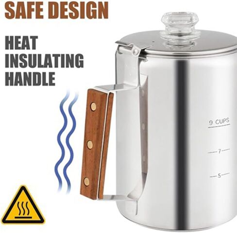 Stainless Steel Coffee Percolator, 9 Cup Stovetop Pot With Heat-Resistant Handle For Camping, Outdoor, And Indoor Use in Saudi Arabia