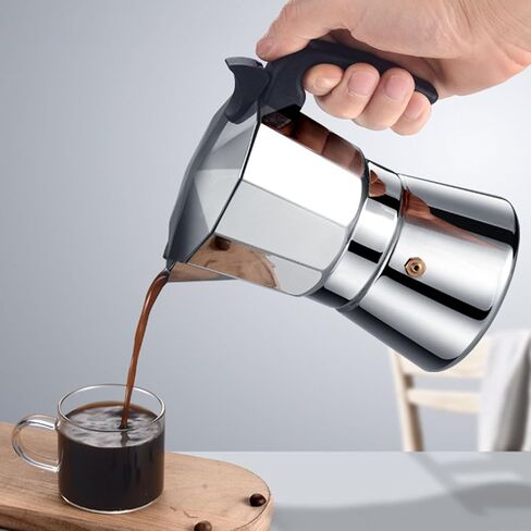 150ML Non Electric Coffee Percolators, Octagonal Stovetop Coffee Maker, Rustproof Manual Italian Coffee Brewer Compatible with Gas Induction Stove for Home Camping Travel in Saudi Arabia