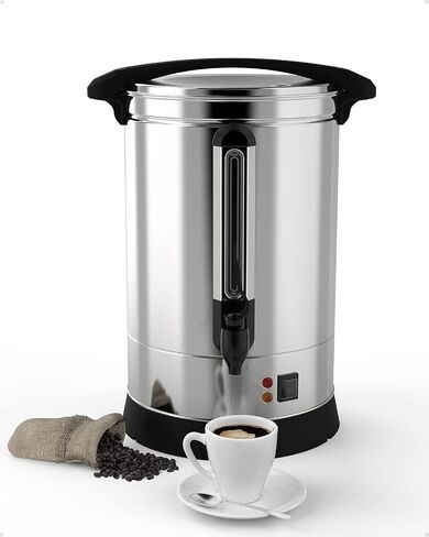 120 Cup Coffee Urn, 18l/4.8gal Large Capacity Stainless Steel Electric Coffee Percolator, Hot Beverage Dispenser With Fast Brew & Auto Keep-warm, For Party Buffet Catering Grey in Saudi Arabia
