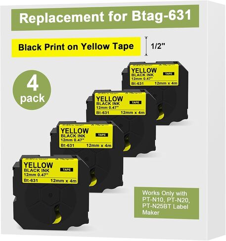 6pk Compatible with Brother Btag P-Touch Label Tape 12mm 0.47" White in Saudi Arabia