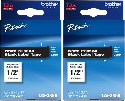 Brother Genuine P-Touch TZe-335S Economy Label Tape, Standard Laminated P-Touch Tape, White on Black, Perfect for Indoor or Outdoor Use, Water Resistant, (4M), Single-Pack in Saudi Arabia