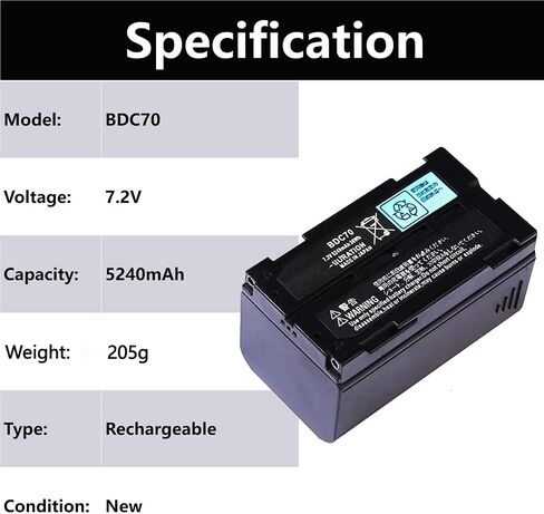 (3-Pcs BDC70 7.2V 5240mAh Battery for Sokkia Total Stations/GPS, Robotic Total Stations and GNSS Receivers (7.2 Volt, 5.24 Ah, Rechargeable) in Saudi Arabia