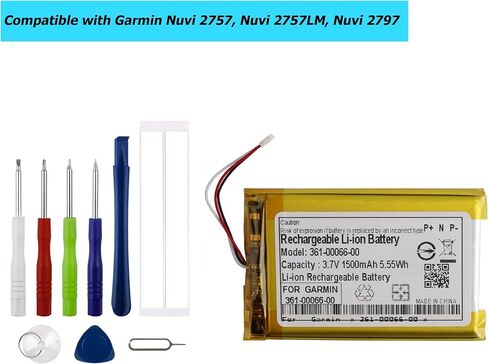 New 361-00066-00 Replacement Battery Compatible with Garmin Nuvi 2757, Nuvi 2757LM, Nuvi 2797, Nuvi 2797LMT, Nuvi 2689LMT, Units with Technical Toolkit in Saudi Arabia