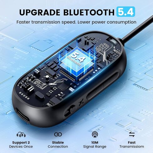 Dual Link Airplane Bluetooth 5.4 Transmitter & Receiver 2-in-1 Bluetooth Adapter Airplane Travel Essentials Wireless Receiver 3.5MM AUX Jack Adapter on TV/Flight/Gym/Car Stereo in Saudi Arabia